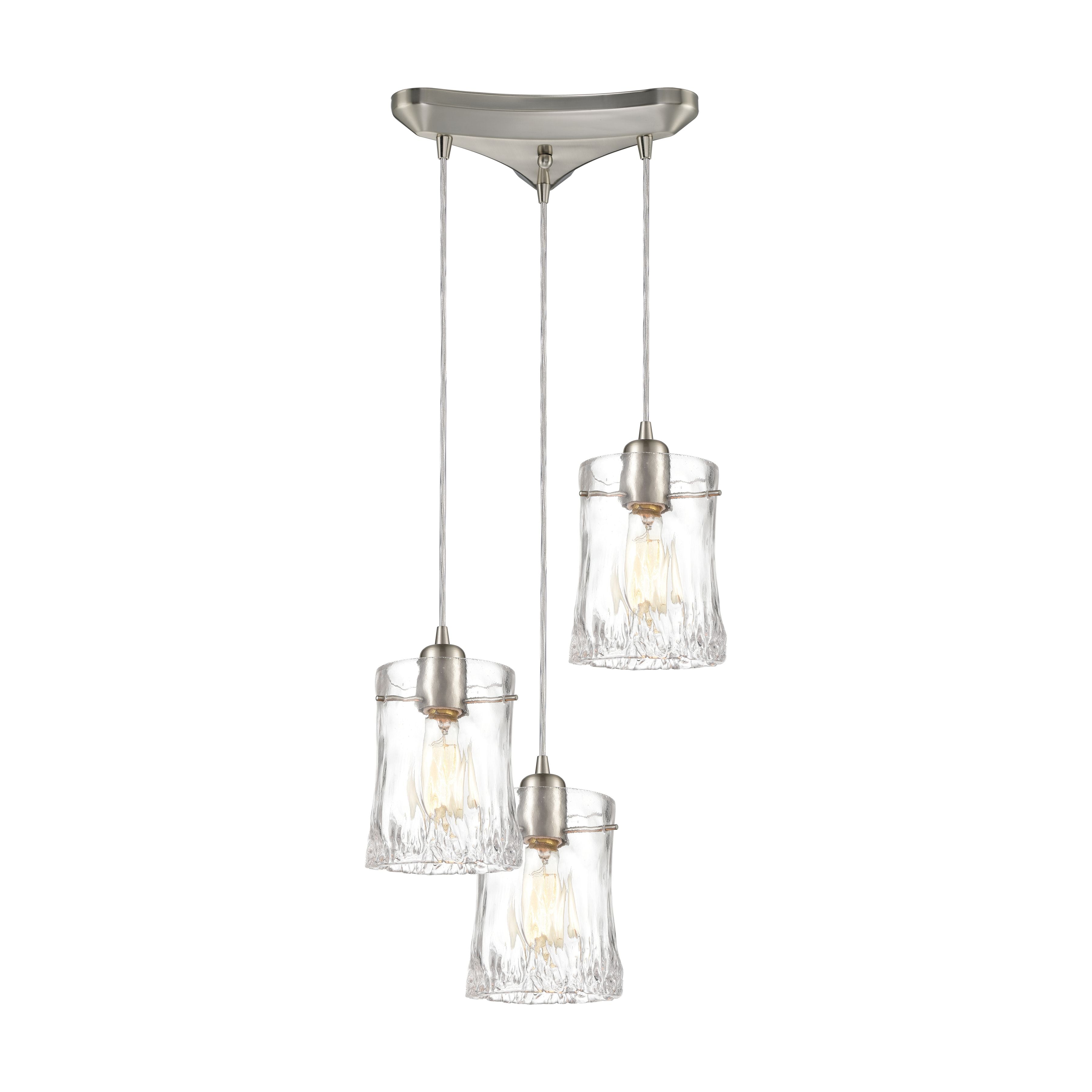 Elk Lighting Hand Formed Glass 12'' Wide 3-Light Mini Pendant - Satin Nickel