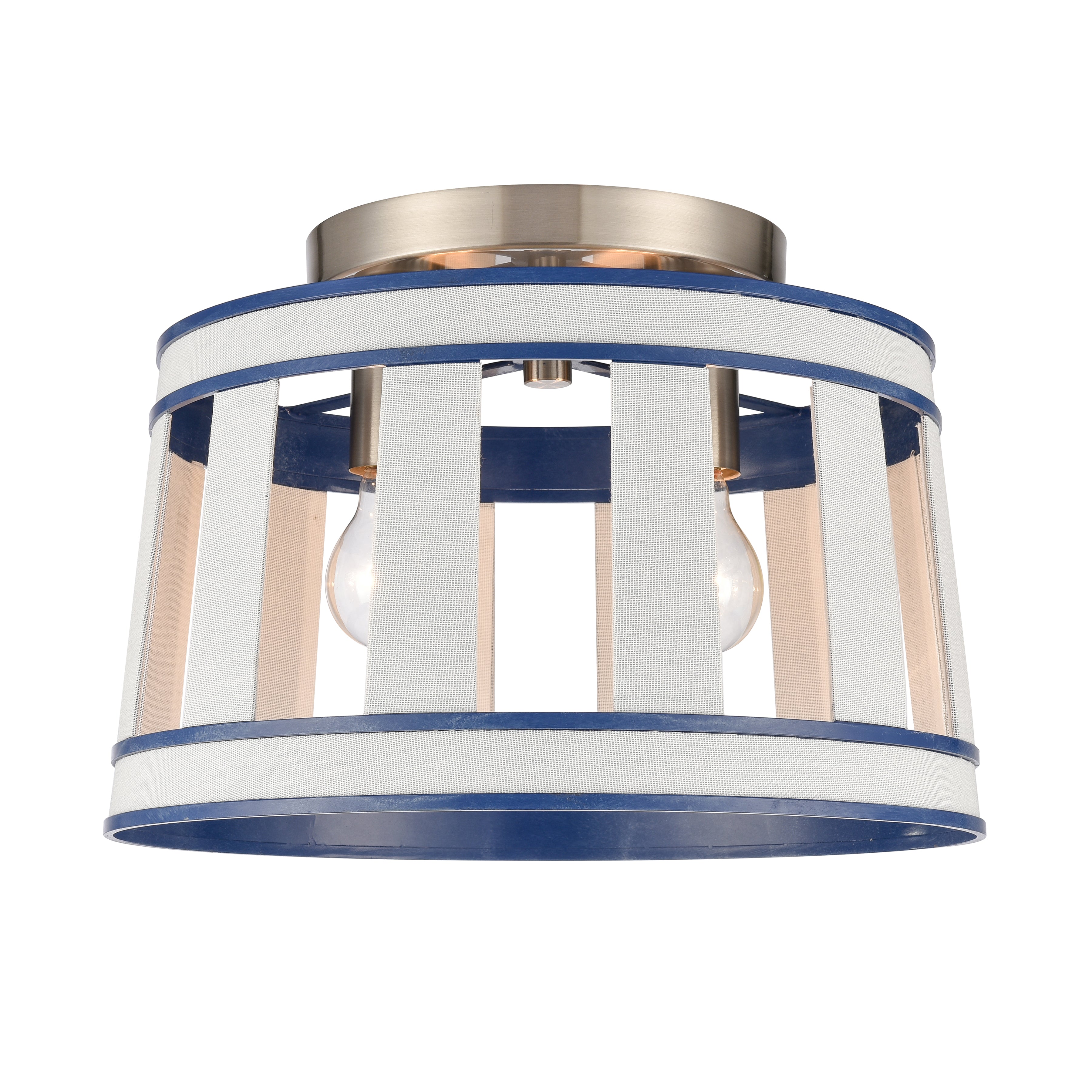 Elk Lighting White Burlap 14'' Wide 2-Light Semi Flush Mount - Ocean Blue