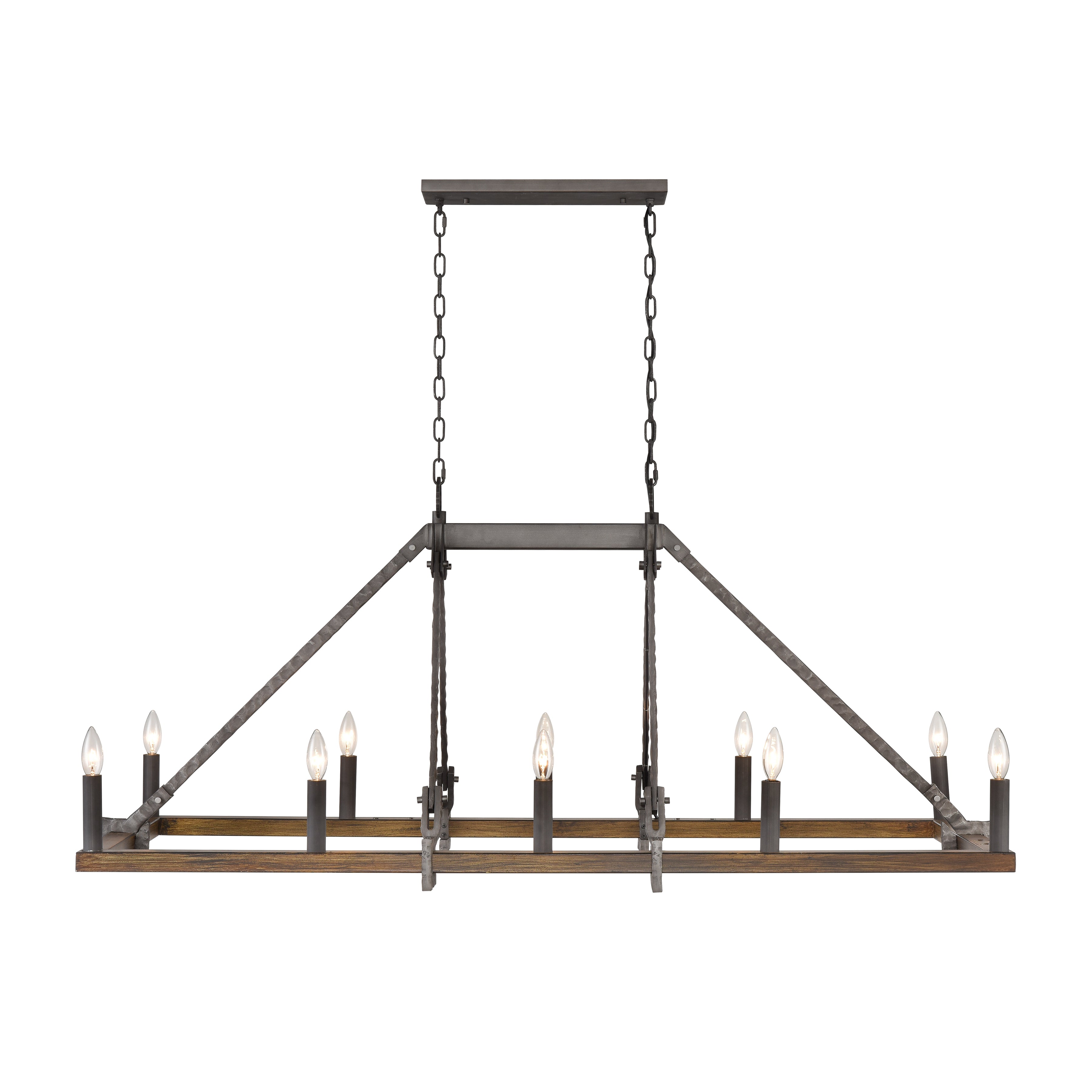 Elk Lighting Harwell 56'' Wide 10-Light Linear Chandelier - Antique Millwood