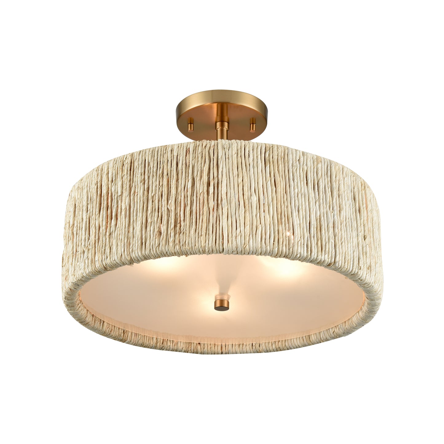 Abaca 16.75'' Wide 3-Light Semi Flush Mount - Satin Brass