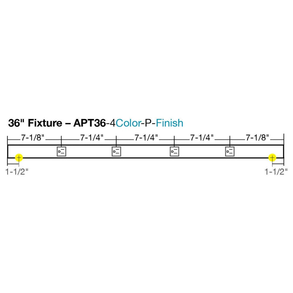 36" Slim Angle Under Cabinet 4 Outlet Power Strip