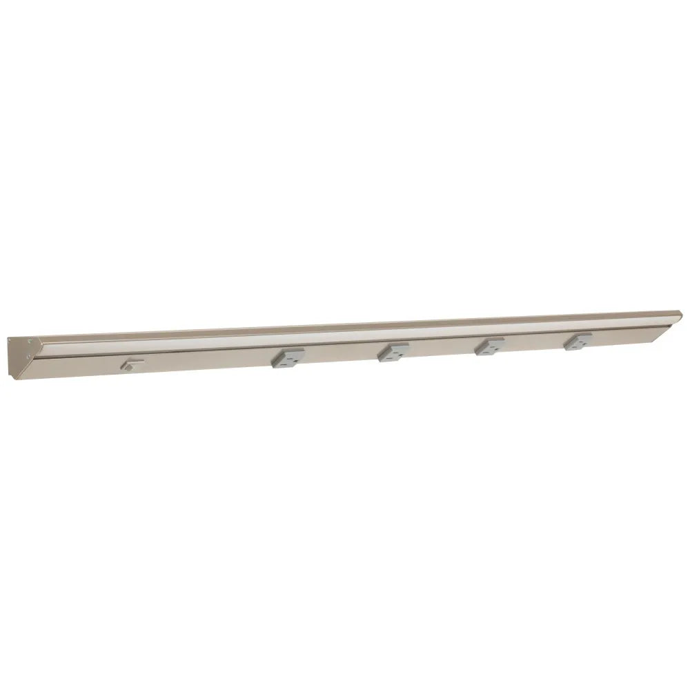 Under Cabinet Power Strip with High-Output LED Light in Satin Nickel