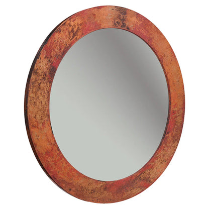 34" Hand Hammered Copper Mirror in Rustic Bronze