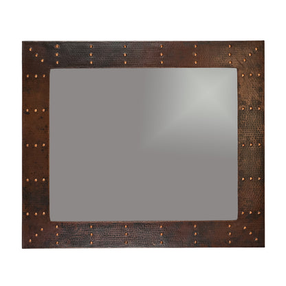 Premier Copper Products 36" Hand Hammered Rectangle Copper Mirror with Hand Forged Rivets-DirectSinks