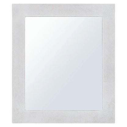 36" White Glaze Hand Hammered Rectangle Copper Mirror