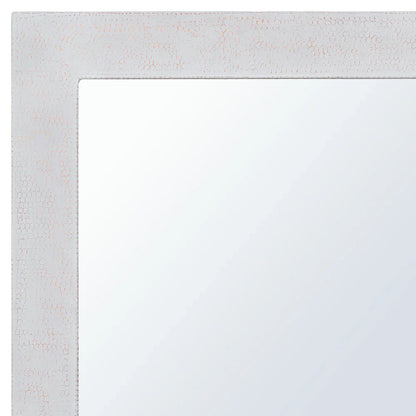 36" White Glaze Hand Hammered Rectangle Copper Mirror