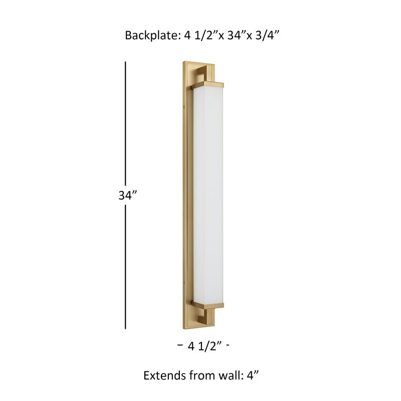 Empire 34" Antique Brass Integrated LED Bathroom Vanity Light Bar