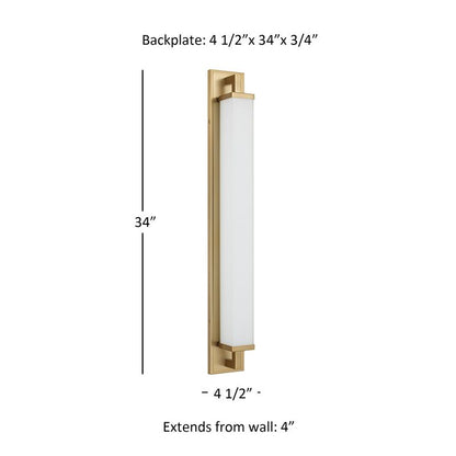 Empire 34" Antique Brass Integrated LED Bathroom Vanity Light Bar