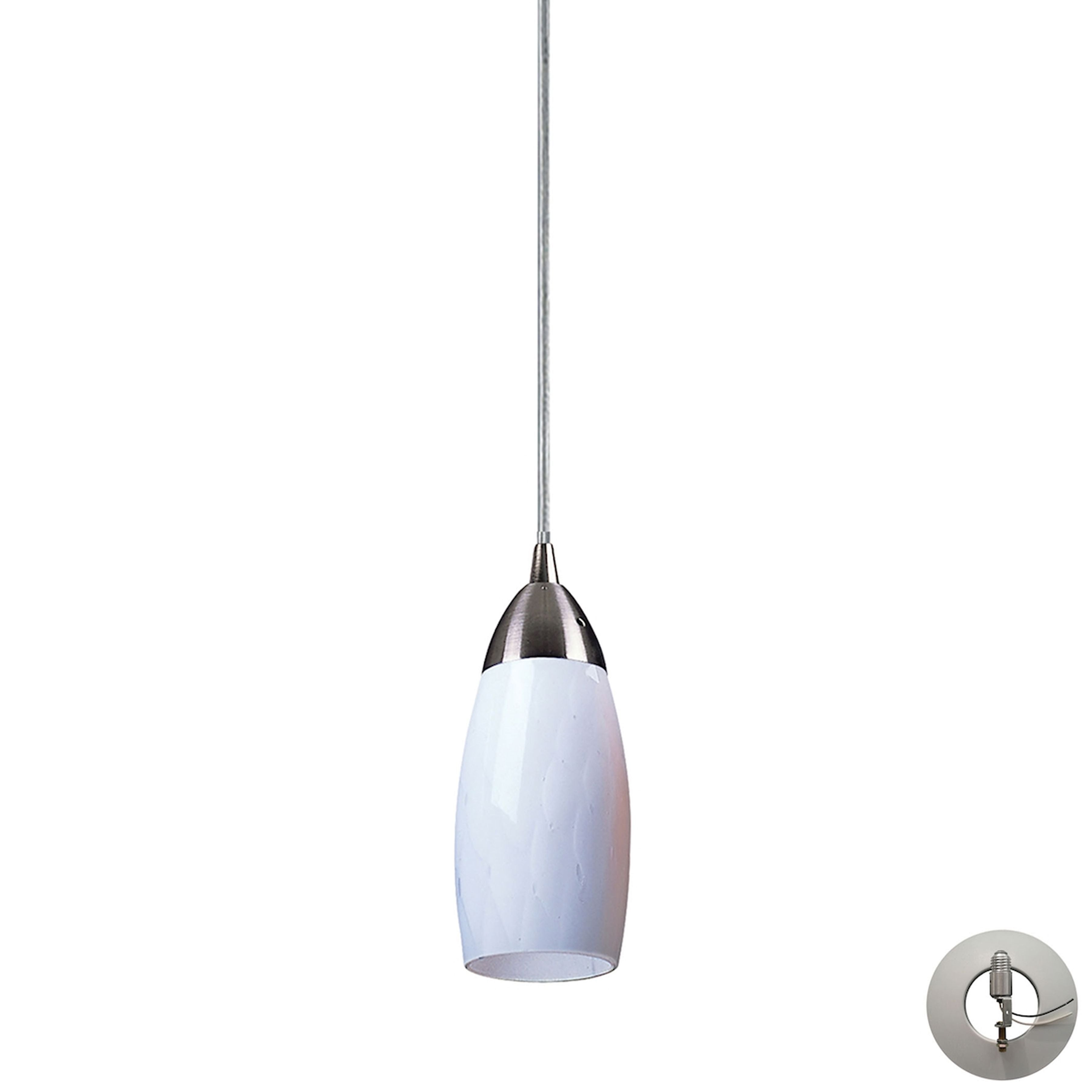 Elk Lighting Milan 3'' Wide 1-Light Pendant - Satin Nickel with Simple White Glass (Includes Adapter Kit)