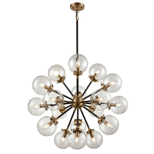 Elk Lighting Boudreaux 32'' Wide 18-Light Chandelier - Matte Black with Antique Gold