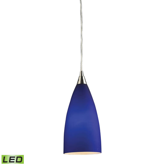 Elk Lighting Vesta 5'' Wide 1-Light Pendant - Satin Nickel with Blue Glass (LED)