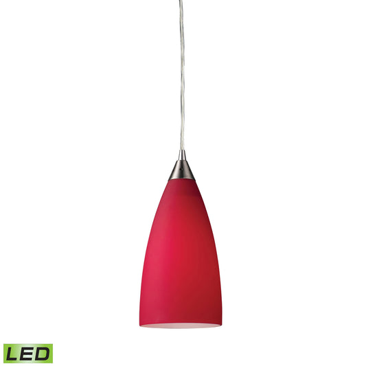 Elk Lighting Vesta 5'' Wide 1-Light Pendant - Satin Nickel with Cardinal Red Glass (LED)