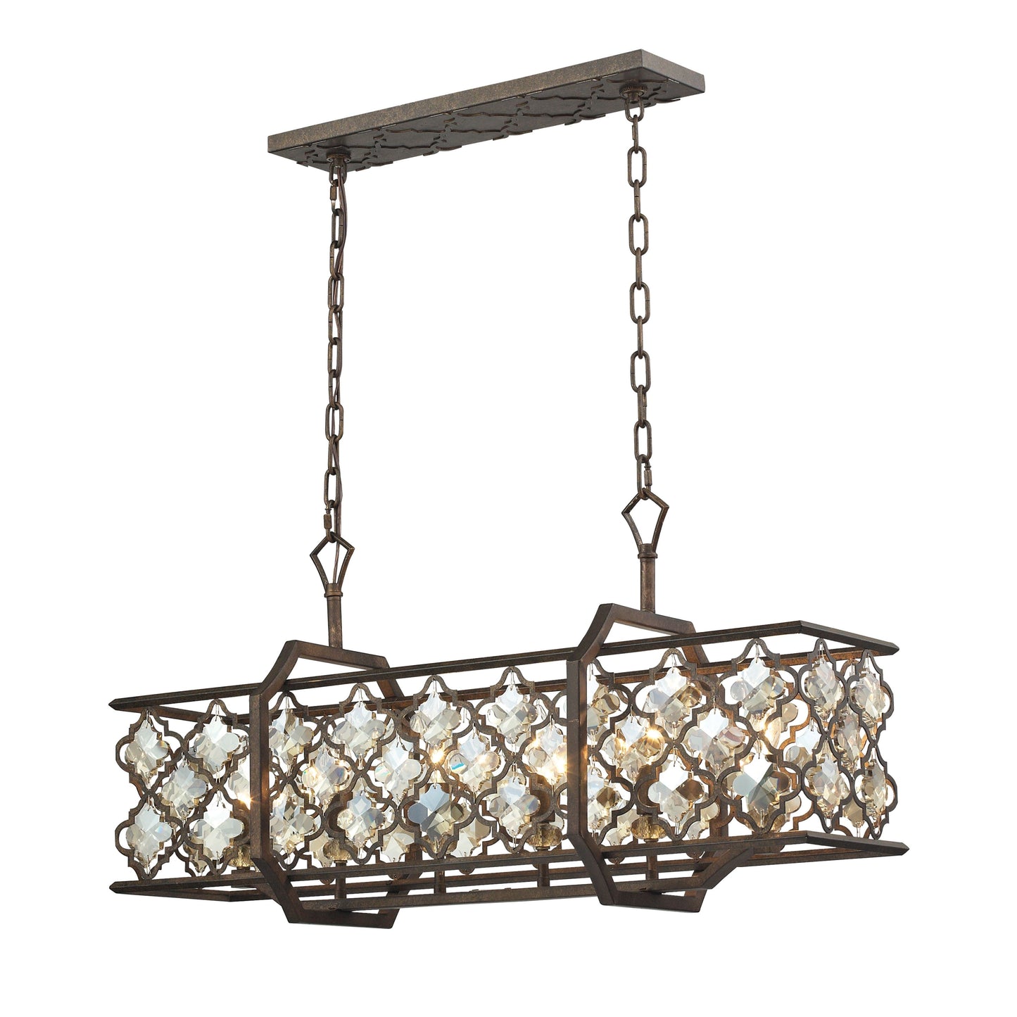 Elk Lighting Armand 35'' Wide 6-Light Linear Chandelier - Weathered Bronze