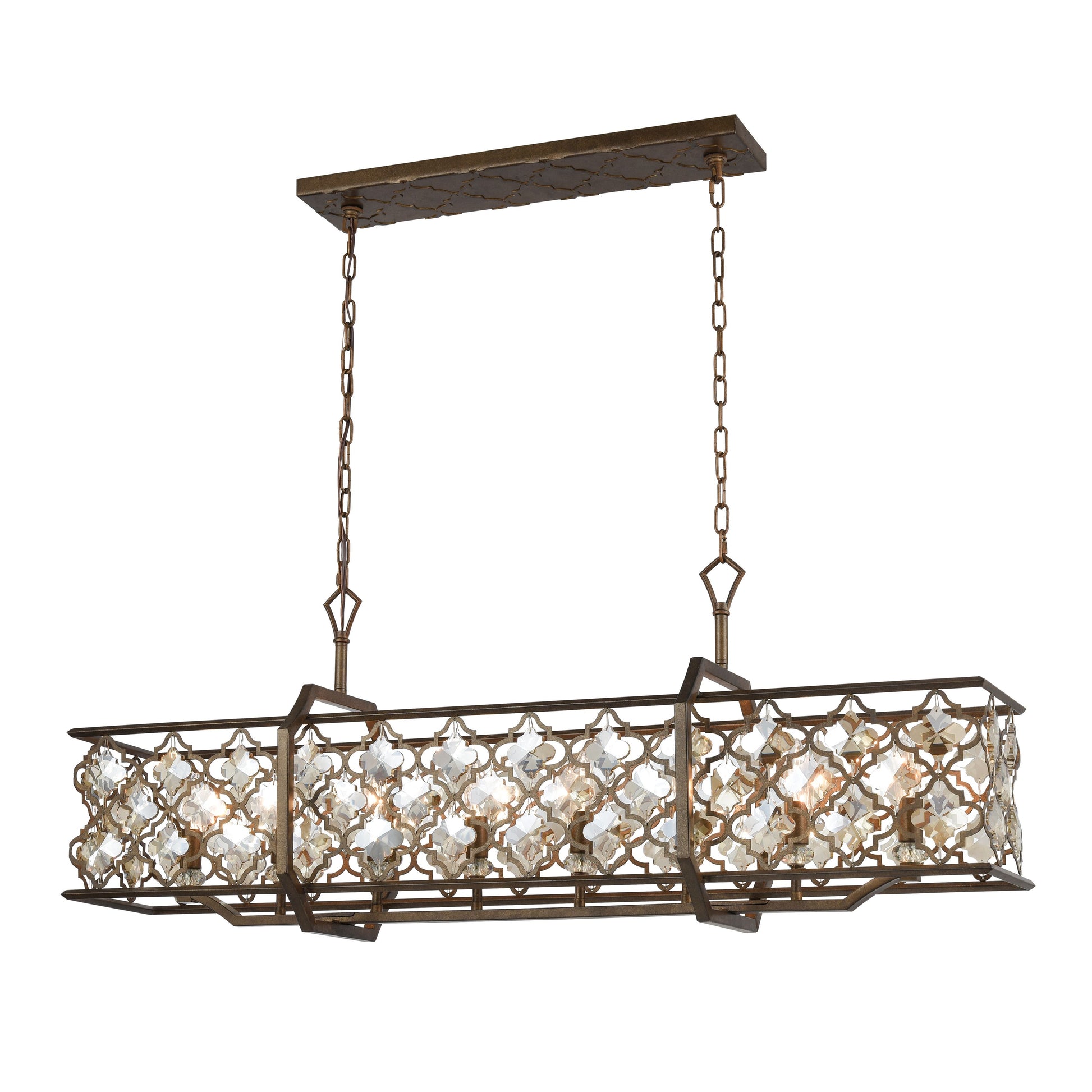 Elk Lighting Armand 47'' Wide 8-Light Linear Chandelier - Weathered Bronze