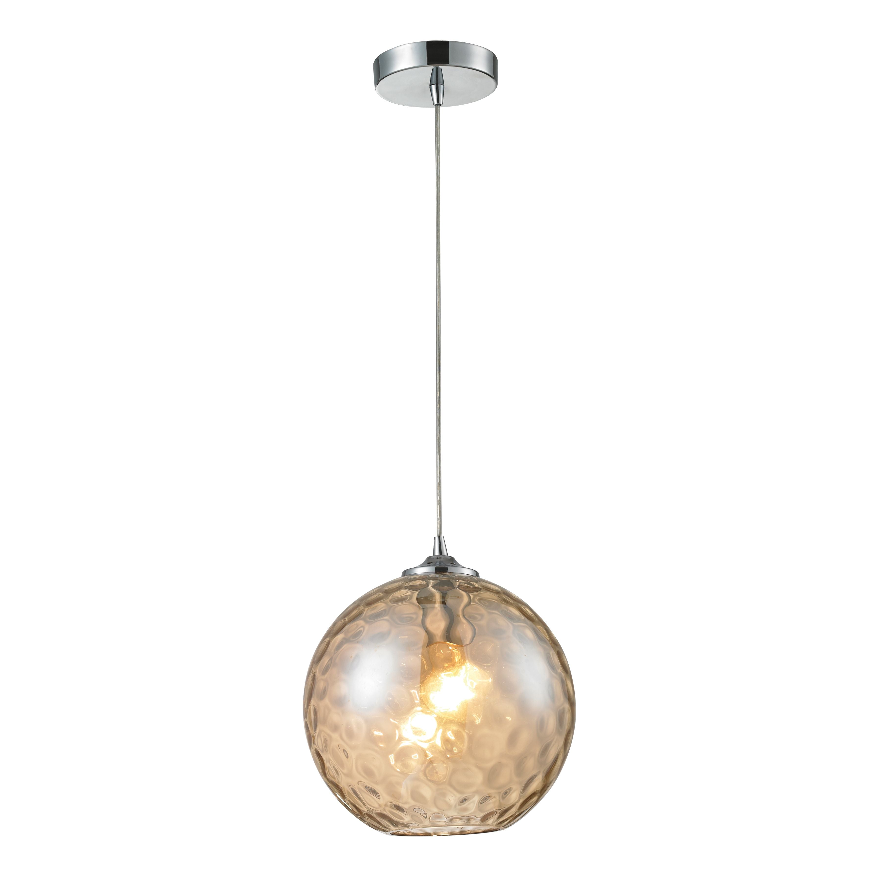 Elk Lighting Watersphere 10'' Wide 1-Light Pendant - Polished Chrome with Amber