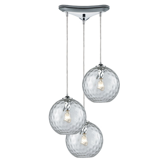 Elk Lighting Watersphere 10'' Wide 3-Light Pendant - Polished Chrome with Clear