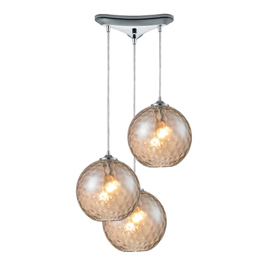 Elk Lighting Watersphere 12'' Wide 3-Light Pendant - Polished Chrome with Amber
