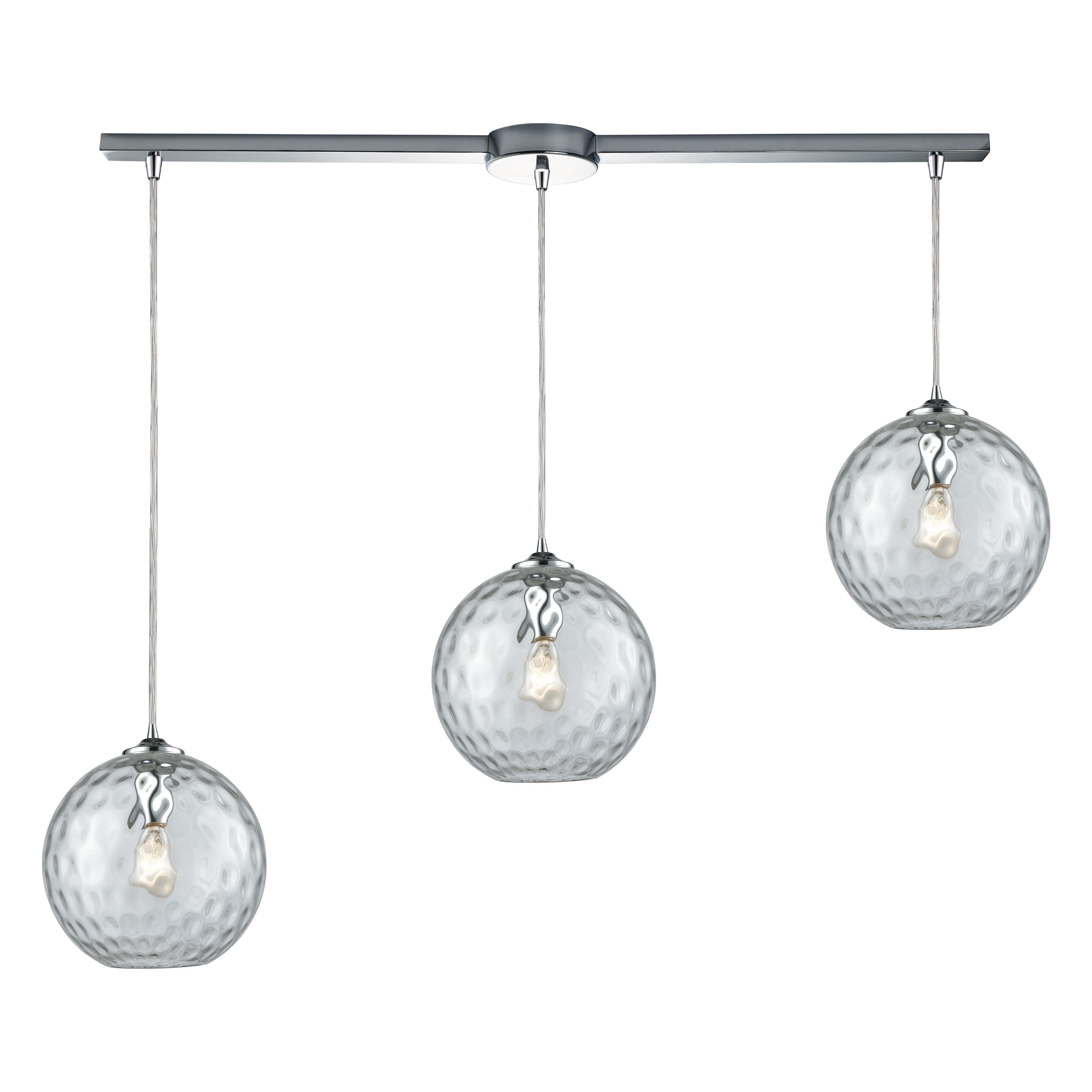 Elk Lighting Watersphere 36'' Wide 3-Light Slim Pendant - Polished Chrome with Clear
