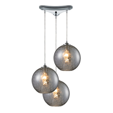 Elk Lighting Watersphere 12'' Wide 3-Light Pendant - Polished Chrome with Smoke