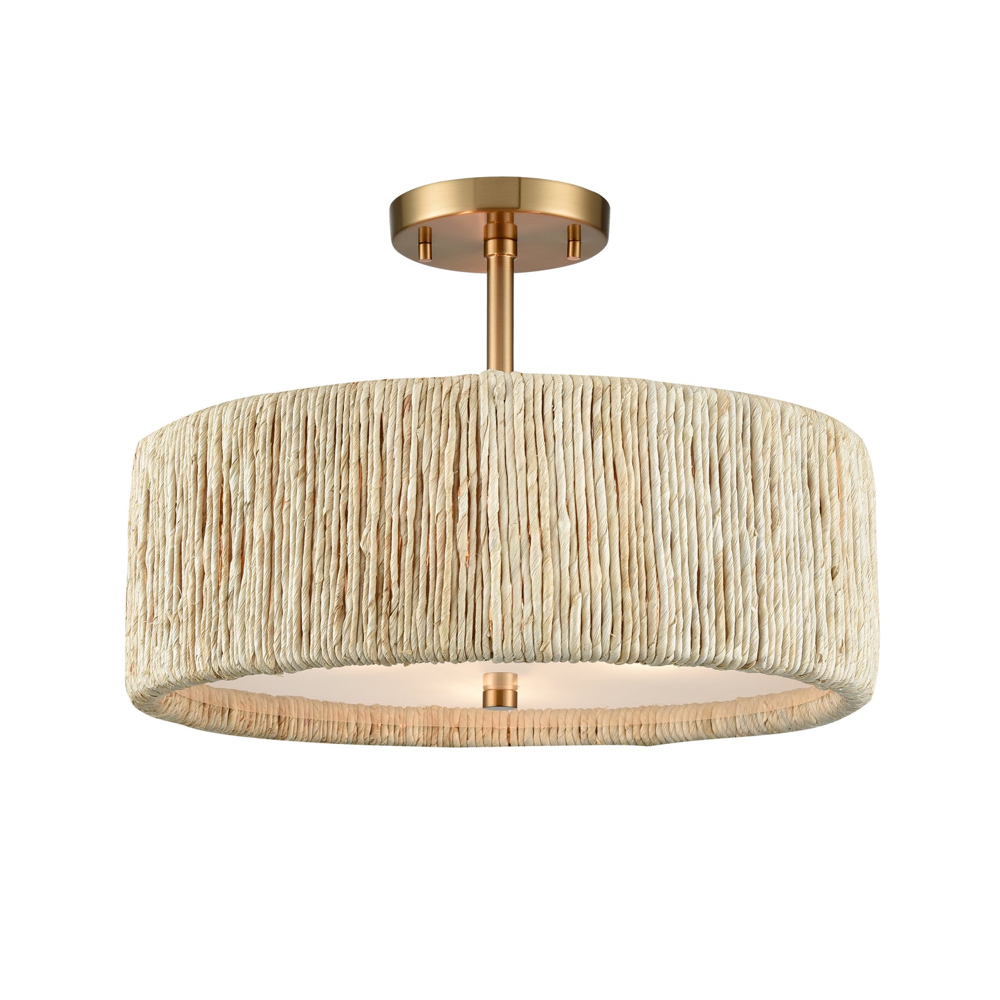 Elk Lighting Abaca 16.75'' Wide 3-Light Semi Flush Mount - Satin Brass