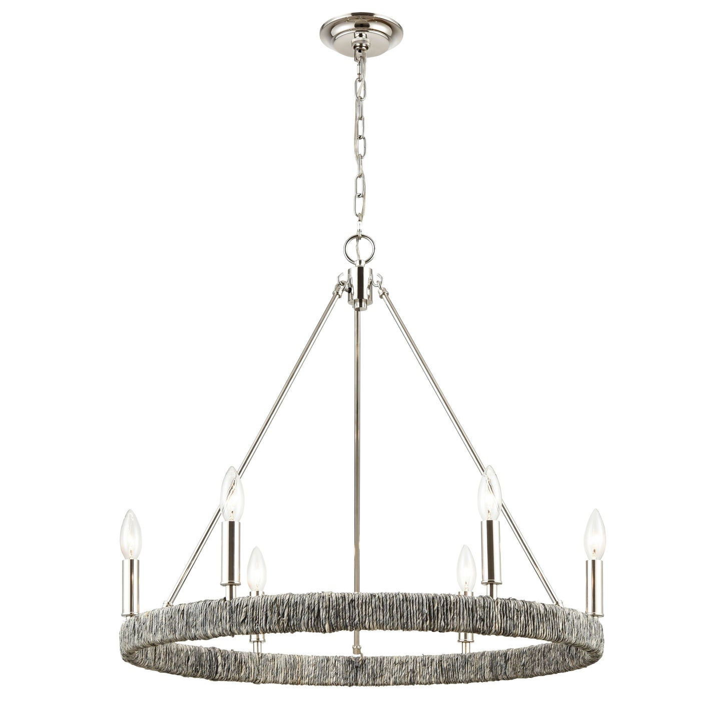 Elk Lighting Abaca 27'' Wide 6-Light Chandelier - Polished Nickel