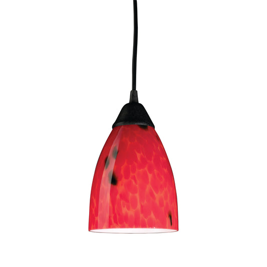 Elk Lighting Classico 5'' Wide 1-Light Pendant - Dark Rust with Fire Red Glass (LED)