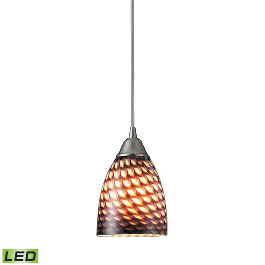 Elk Lighting Arco Baleno 5'' Wide 1-Light Pendant - Satin Nickel with Cocoa Glass (LED)