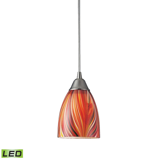 Elk Lighting Arco Baleno 5'' Wide 1-Light Pendant - Satin Nickel with Multicolor Glass (LED)