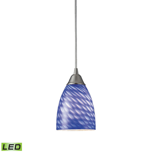 Elk Lighting Arco Baleno 5'' Wide 1-Light Pendant - Satin Nickel with Sapphire Glass (LED)