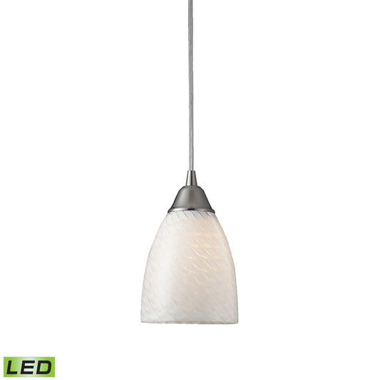 Elk Lighting Arco Baleno 5'' Wide 1-Light Pendant - Satin Nickel with White Swirl Glass (LED)