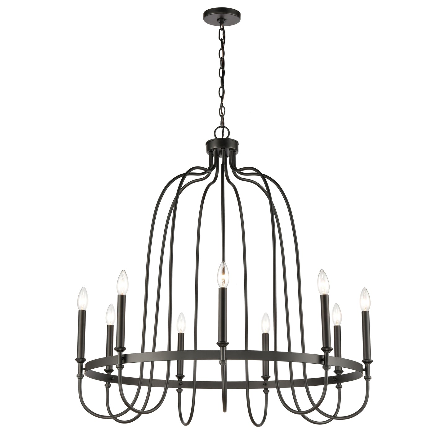 Elk Lighting Wickshire 34'' Wide 9-Light Chandelier - Matte Black