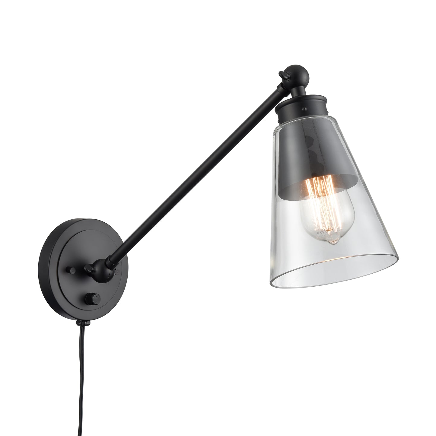 Elk Lighting Albany 9.25'' High 1-Light Swingarm Sconce - Matte Black