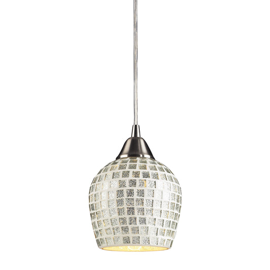 Elk Lighting Fusion 5'' Wide 1-Light Pendant - Satin Nickel with Silver Mosaic (LED)