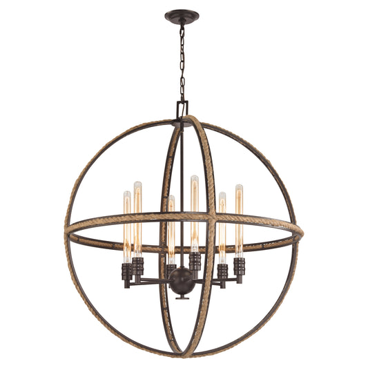 Elk Lighting Natural Rope 34'' Wide 6-Light Chandelier - Oil Rubbed Bronze