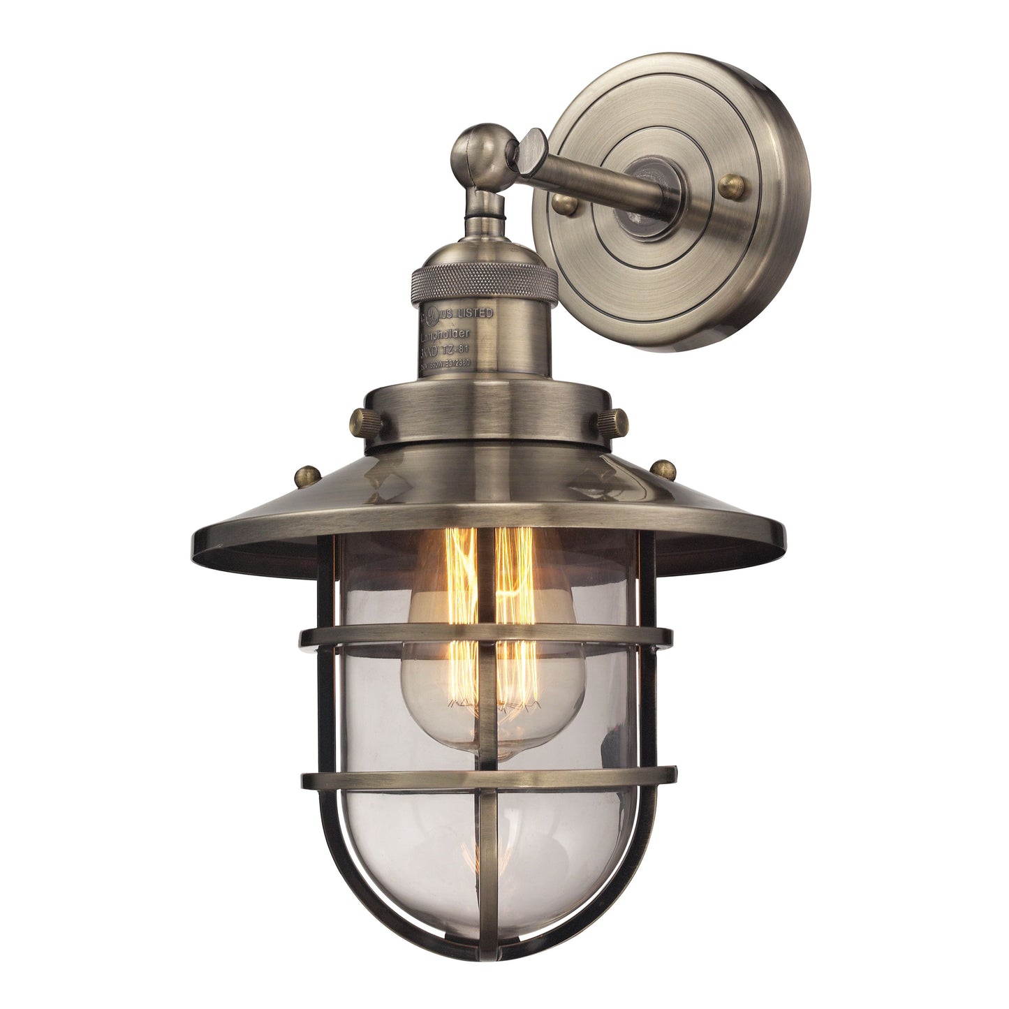 Elk Lighting Seaport 13'' High 1-Light Sconce - Antique Brass