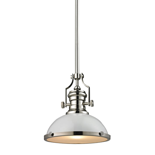 Elk Lighting Chadwick 13'' Wide 1-Light Pendant - Polished Nickel with Gloss White