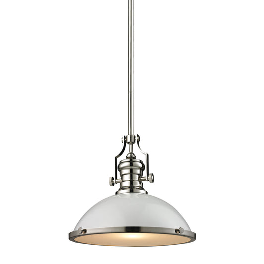 Elk Lighting Chadwick 17'' Wide 1-Light Pendant - Polished Nickel with Gloss White