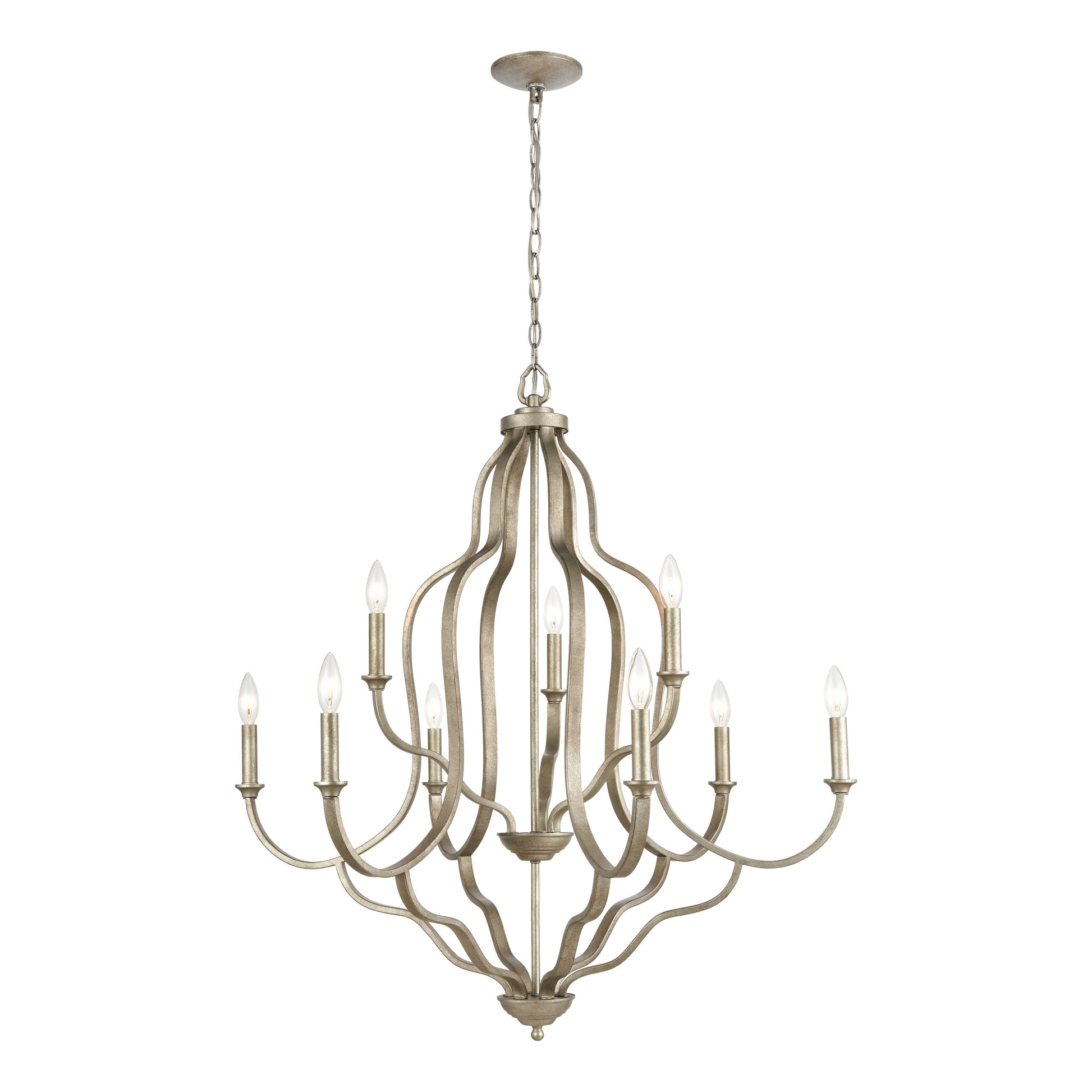 Elk Lighting Lanesboro 34'' Wide 9-Light Chandelier - Dusted Silver