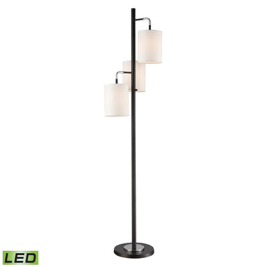 Elk Lighting Uprising 72'' High 3-Light Floor Lamp - Black - Includes LED Bulbs