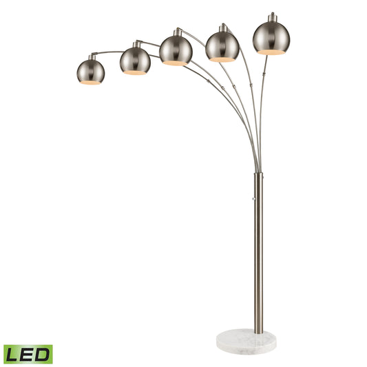 Elk Lighting Peterborough 85.5'' High 5-Light Floor Lamp - Polished Nickel - Includes LED Bulbs