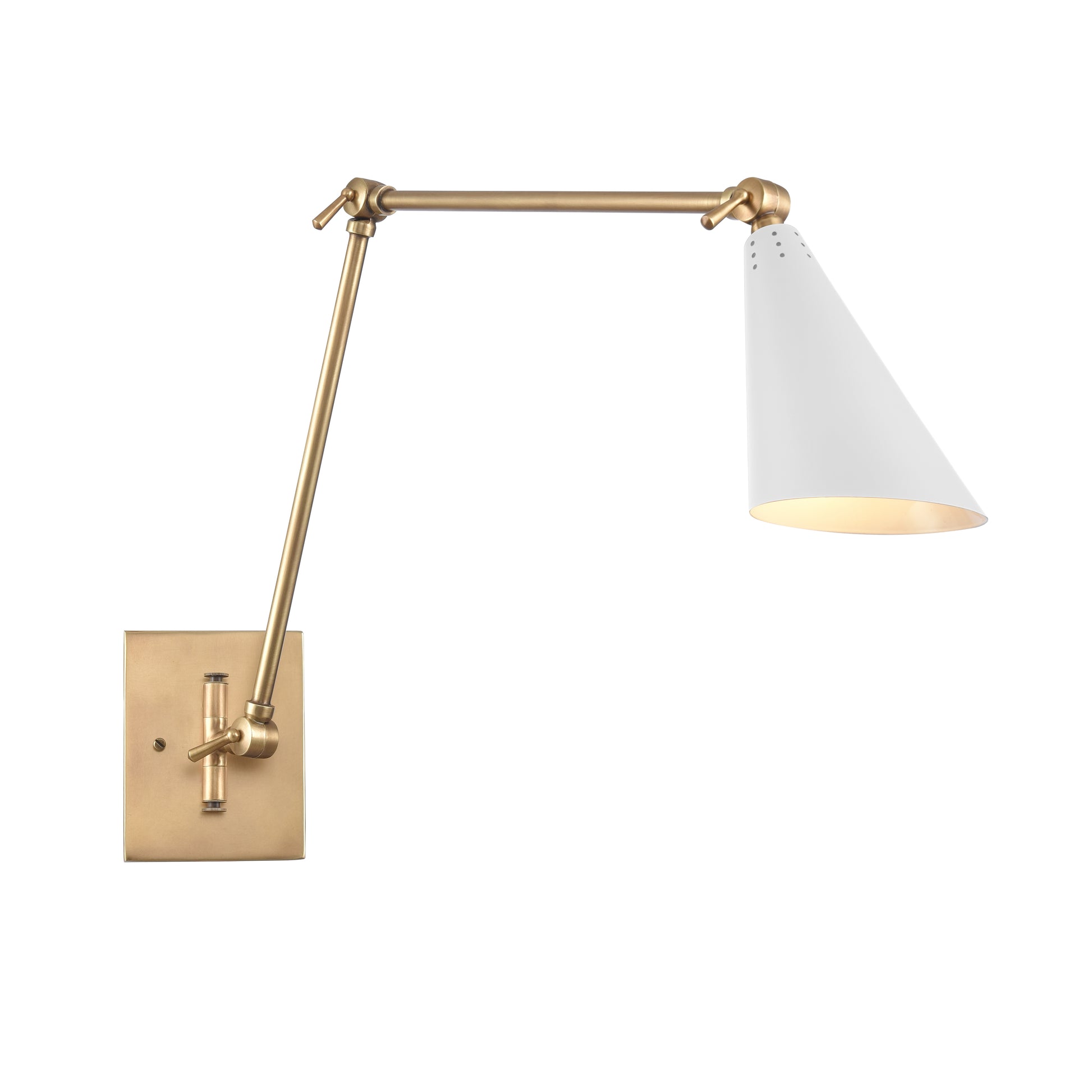 Elk Lighting Calder 18.5'' High 1-Light Swingarm Sconce - Natural Brass and Matte White