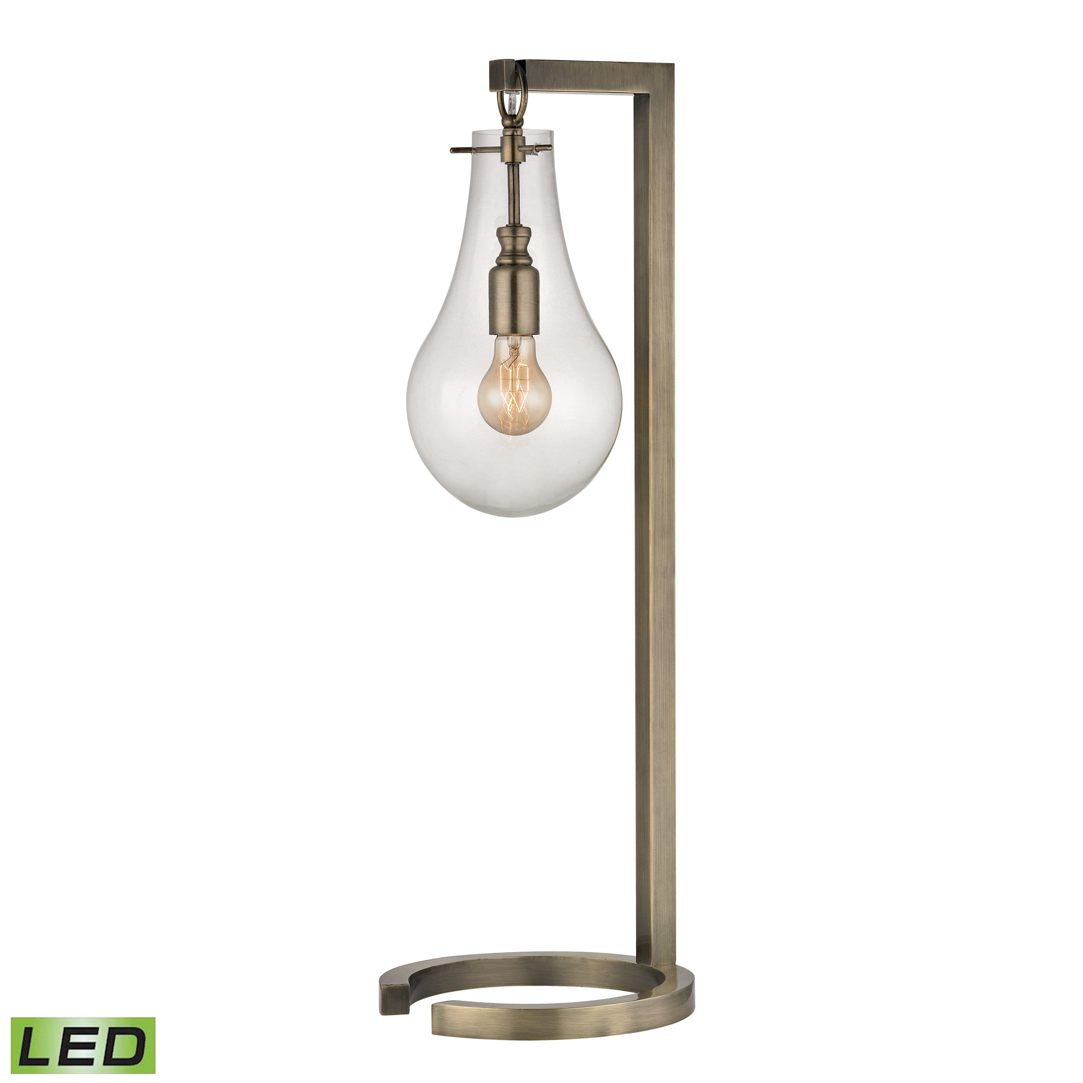 Elk Lighting Teardrop 29'' High 1-Light Table Lamp - Antique Brass - Includes LED Bulb