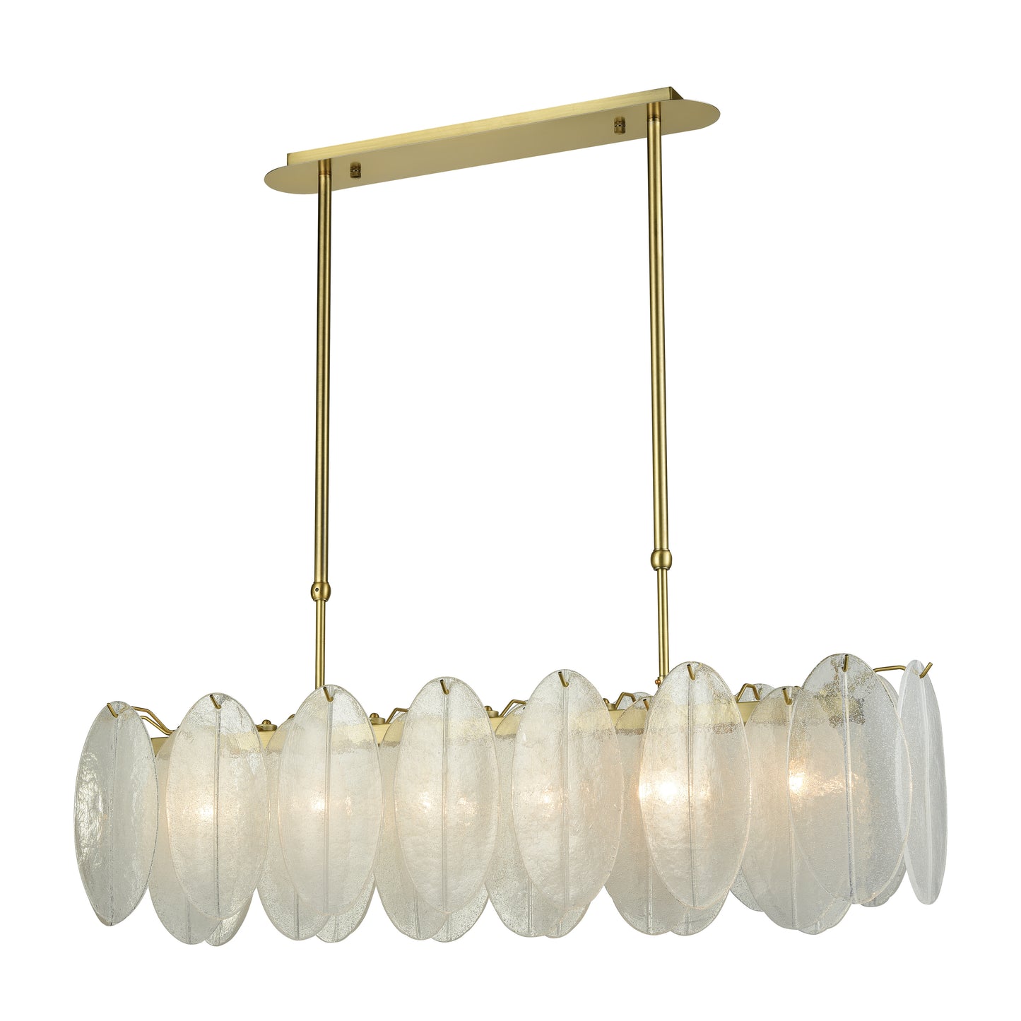 Hush 47'' Wide 6-Light Linear Chandelier - Aged Brass with White