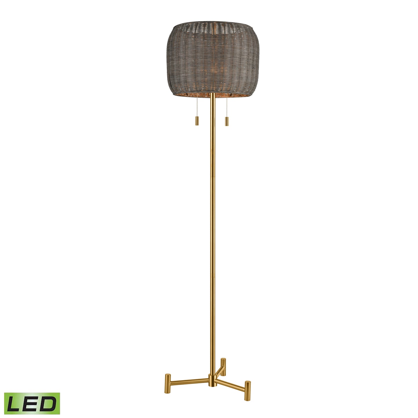 Elk Lighting Bittar 61.5'' High 2-Light Floor Lamp - Aged Brass - Includes LED Bulbs