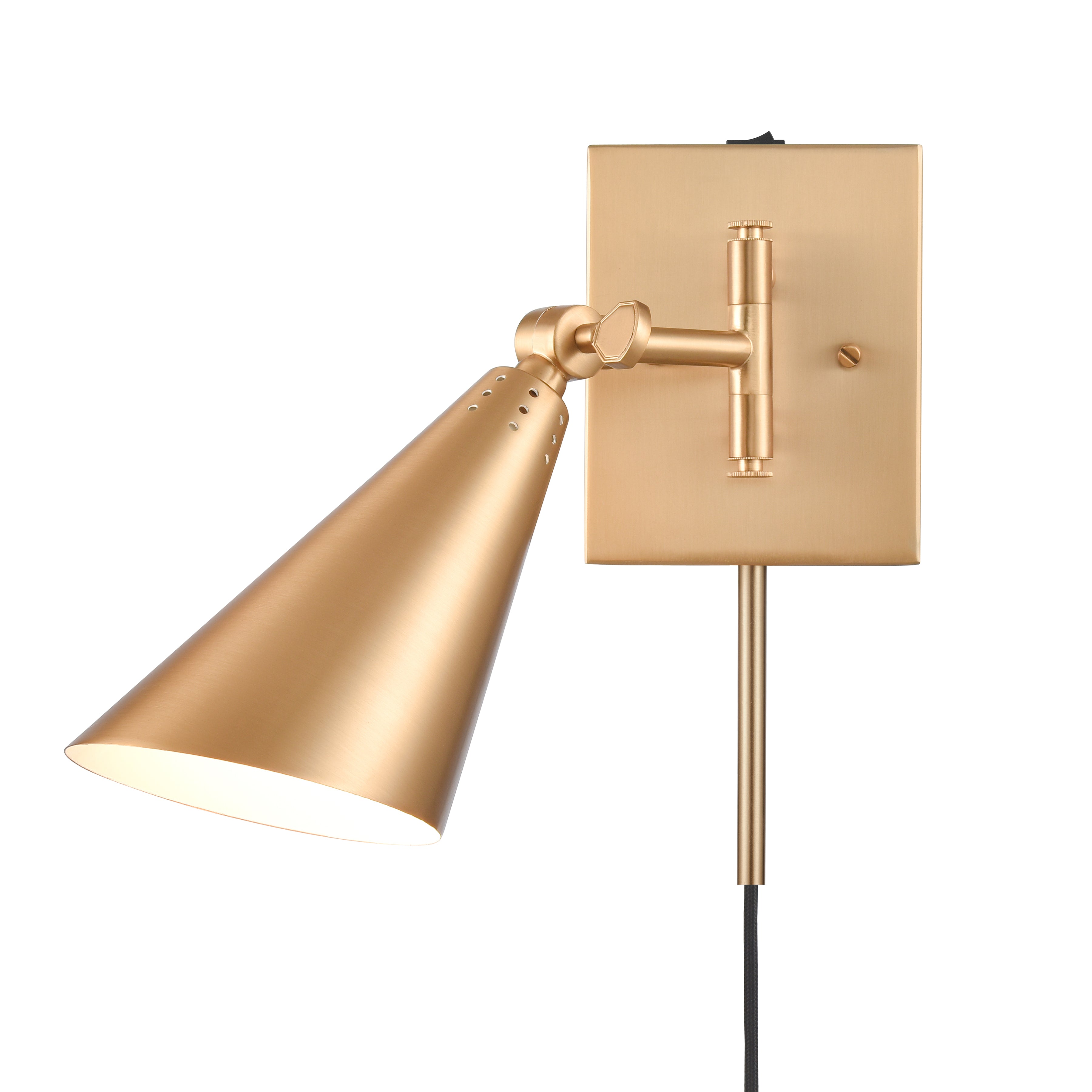 Whitmire 10.25'' High 1-Light Plug-In/Hardwire Sconce - Brushed Gold