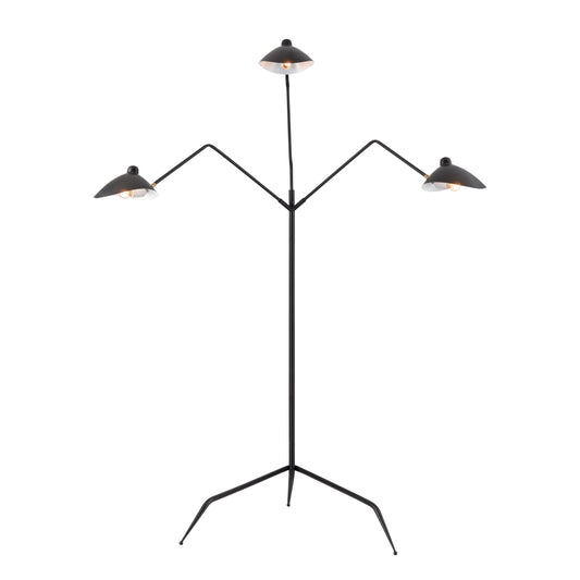 Elk Lighting Risley 81.5'' High 3-Light Floor Lamp - Matte Black - Includes LED Bulb