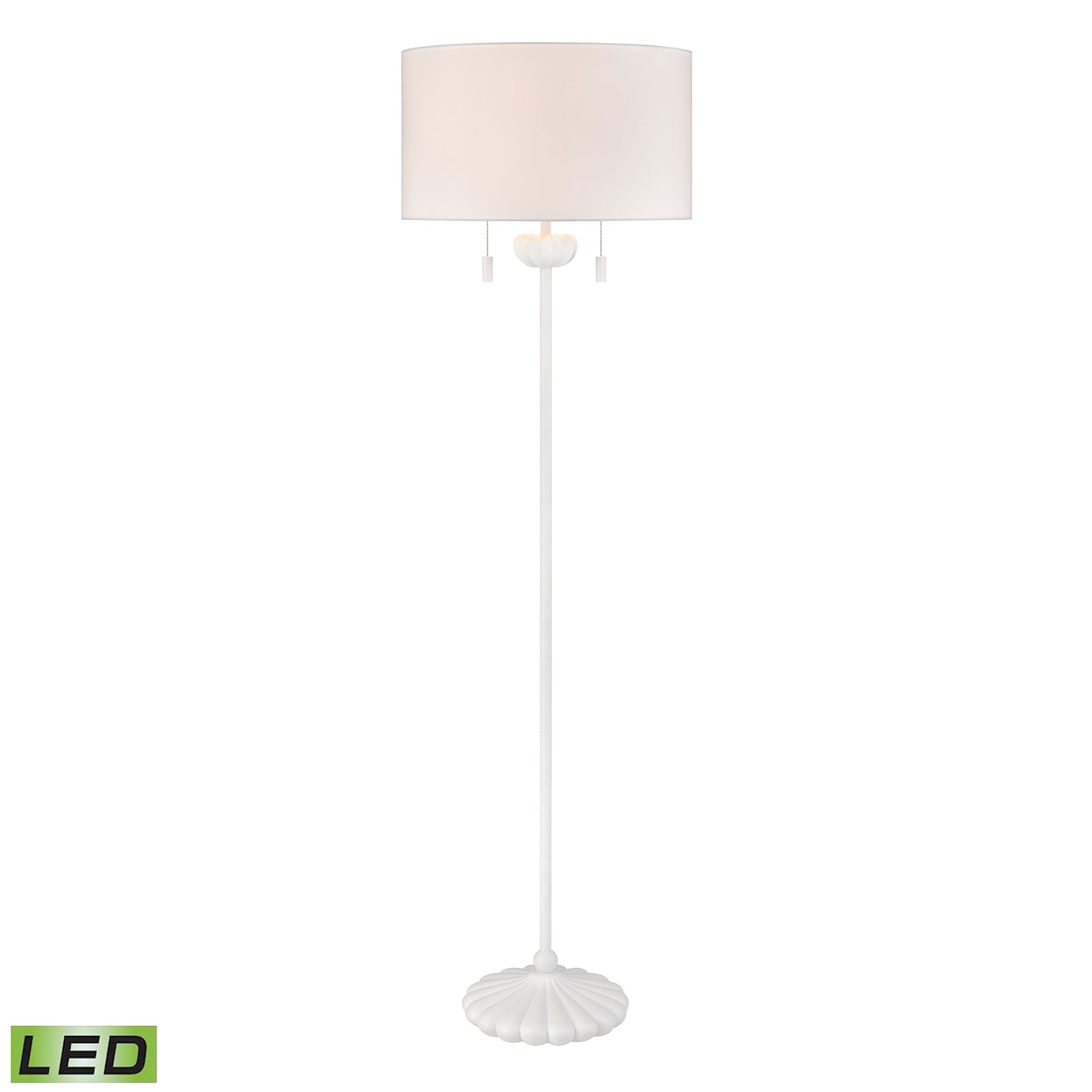 Elk Lighting Liliaceae 63'' High 2-Light Floor Lamp - White - Includes LED Bulbs