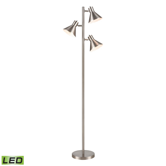 Elk Lighting Loman 65'' High 3-Light Floor Lamp - Satin Nickel - Includes LED Bulbs
